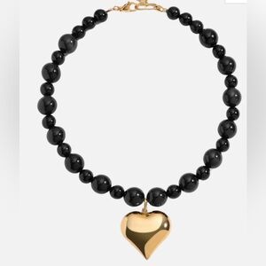 NOTTE Midnight Heart of Gold Necklace Black Onyx
& Obsidian Gold Jumbo Heart